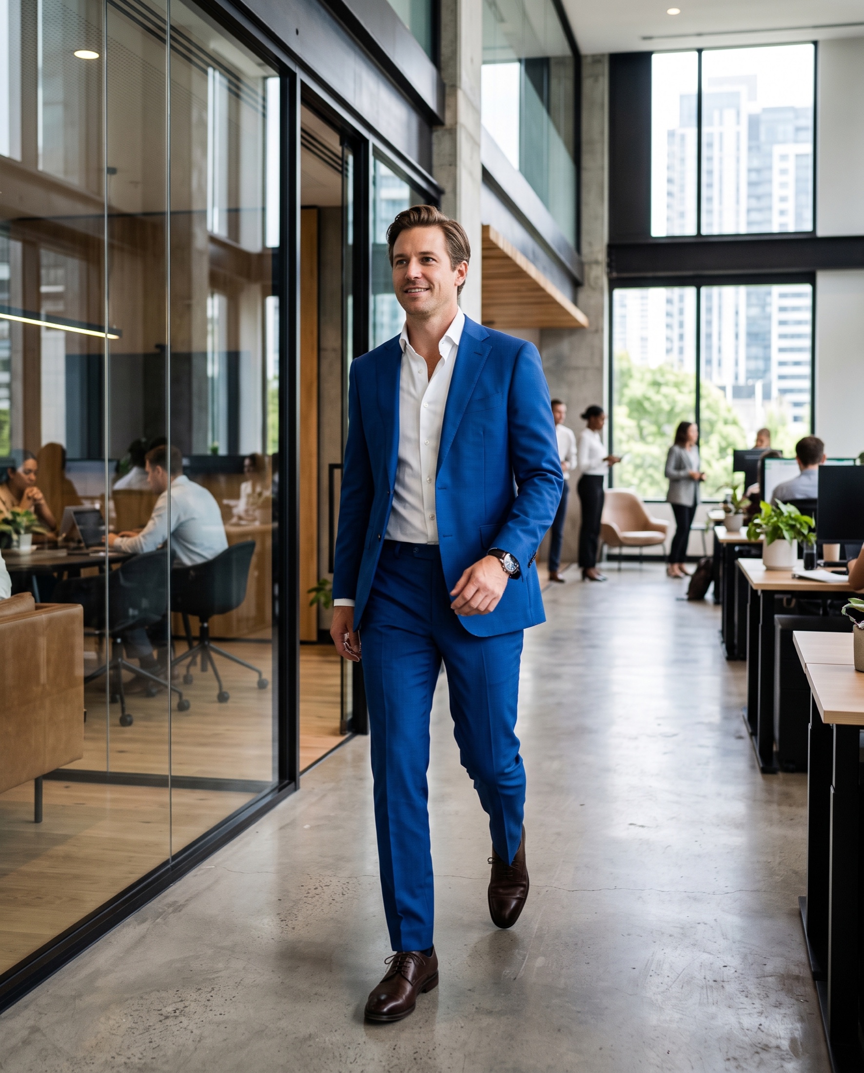 Ondernemer in blauw maatpak